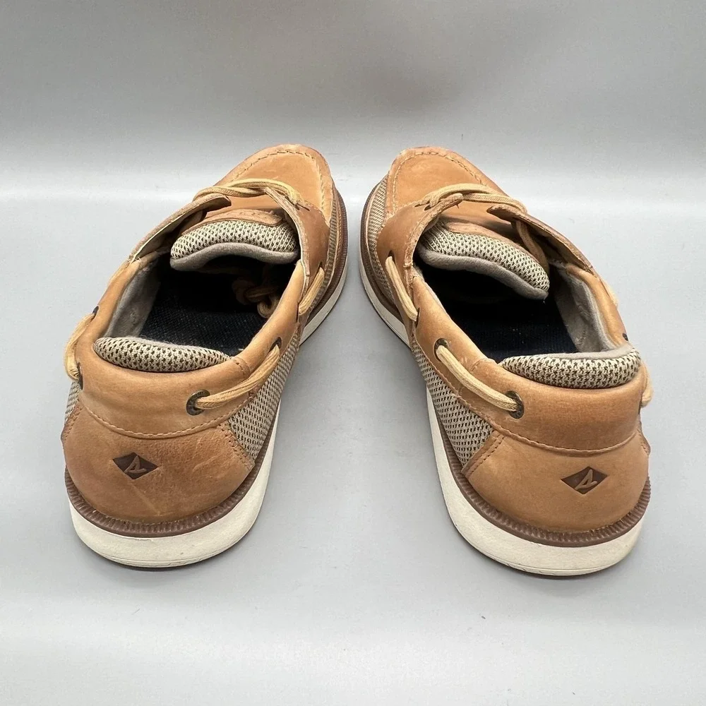 Sperry Shoes Mens 10.5 Brown Leather Mesh Top Sider Boat Moc Toe Casual Comfort